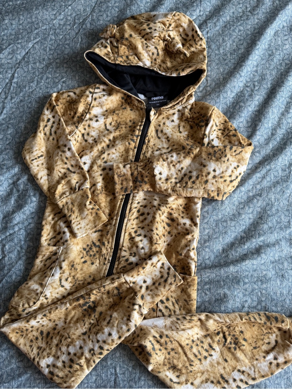 Reima Kids' Leopard-Print Hooded One-Piece - Tan